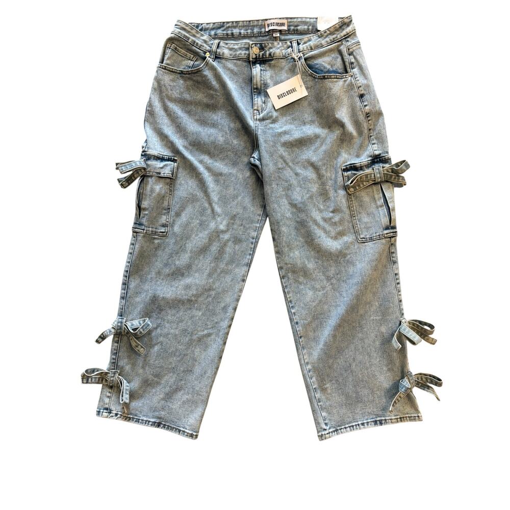DISCLOSURE HIGH RISE WIDE-LEG CARGO BOW JEANS NWT SIZE 20W PLUS